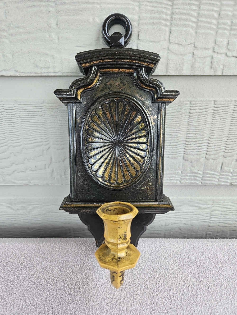 VTG 1982 HOMCO #4234C Brown Gold Wall Taper Candle Scone USA Made Gothic